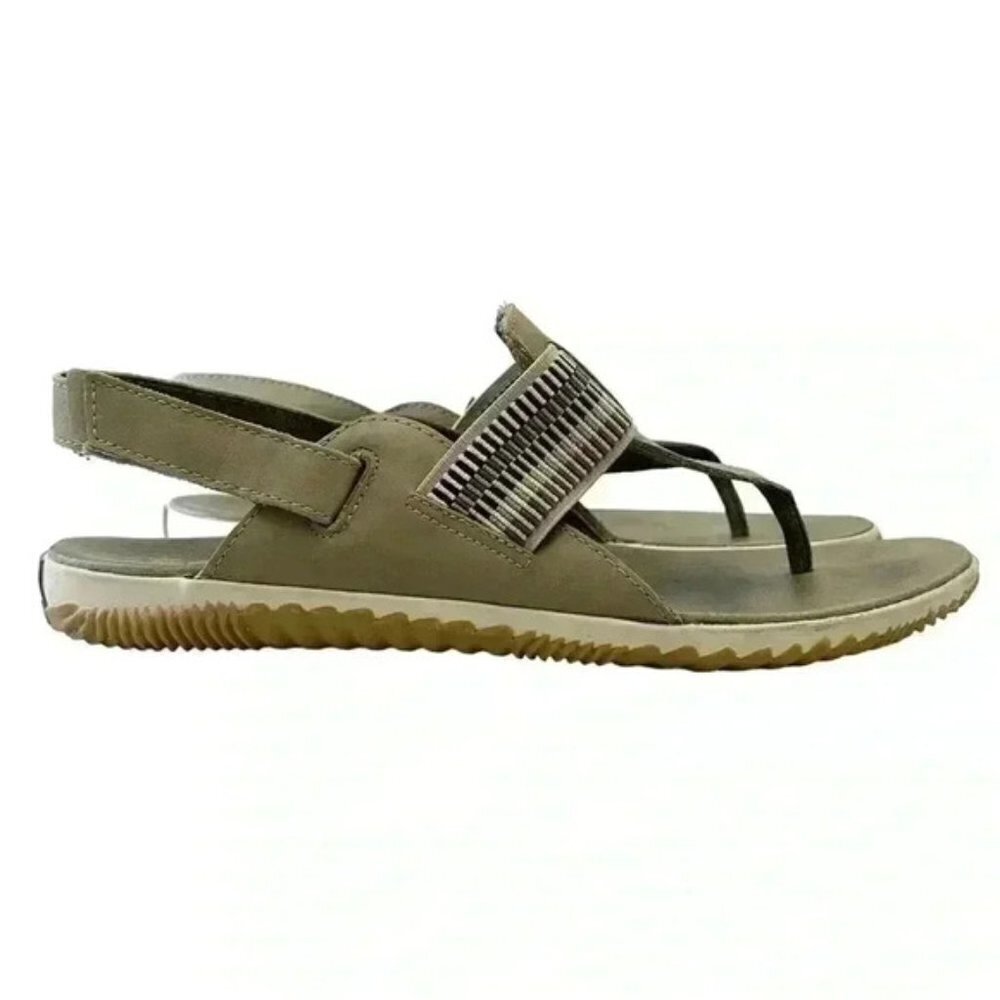 SOREL Out N About Plus Leather Walking Sandal Comfort Sporty Green Size 12 - Picture 3 of 16